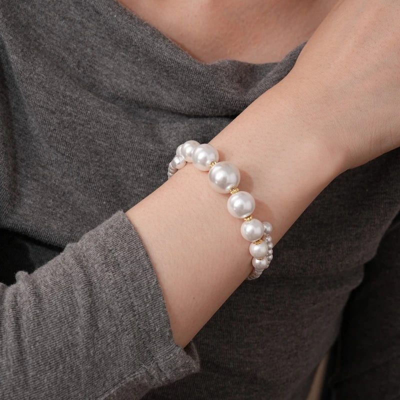 Pulsera de Encanto con Perlas Blancas
