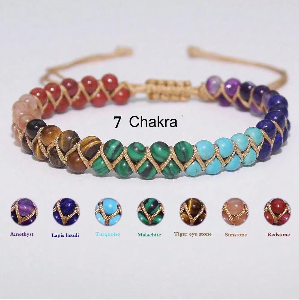 Tobillera de piedra natural de 7 chakras