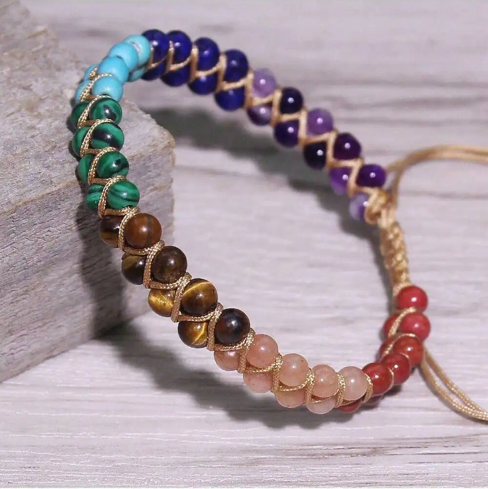 Tobillera de piedra natural de 7 chakras
