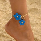 Tobillera de flor para mujer azul
