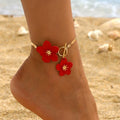 Tobillera de flor para mujer roja