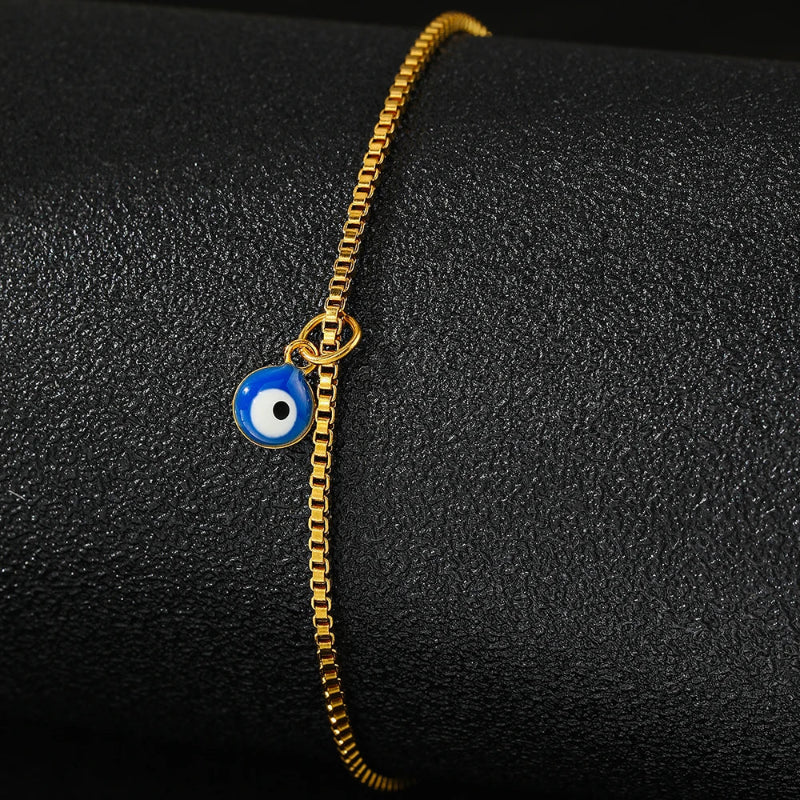 Pulsera de Tobillo Ojo Azul oro