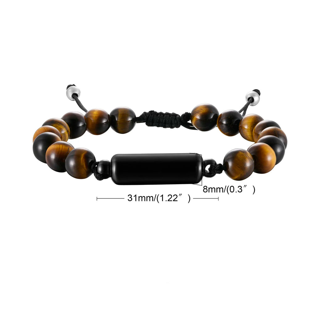 Pulsera de cremación con cuentas de ojo de tigre