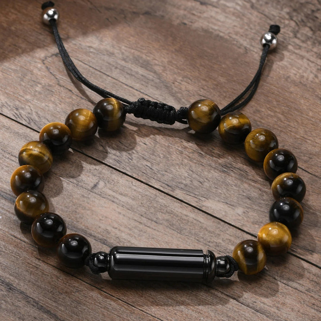 Pulsera de cremación con cuentas de ojo de tigre
