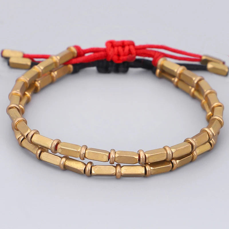 Pulsera Gourmette Vintage Budista Tibetana roja