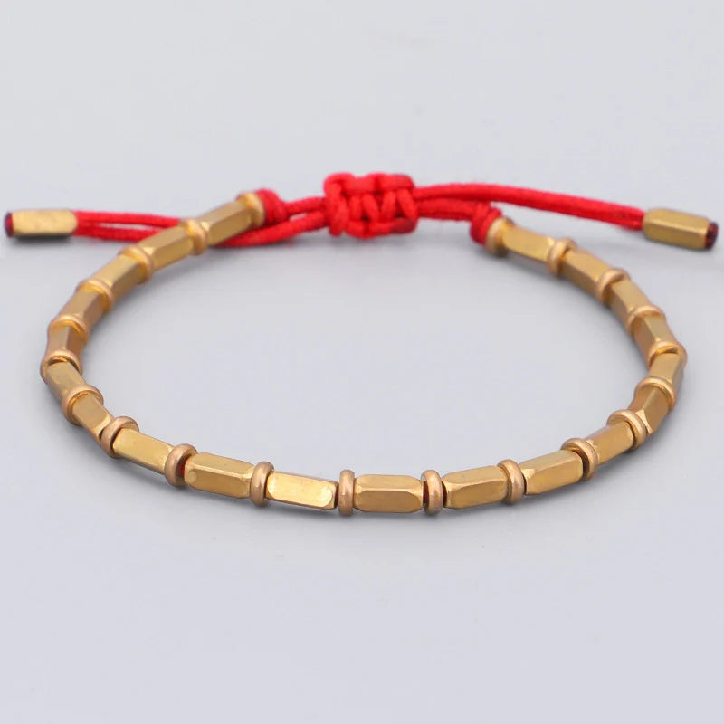 Pulsera Gourmette Vintage Budista Tibetana roja