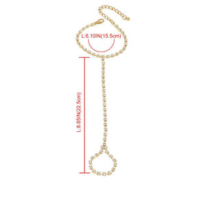 Pulsera de Mano con Strass Joya Mujer Cadena Mano y Dedo oro