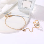 Pulsera de Mano con Circonitas - Joya para Mujer Cadena de Mano y Dedo
