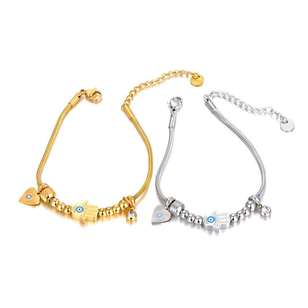 Pulsera de Protección con Mano de Fátima y Ojo Azul