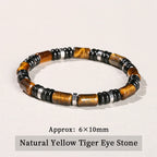 Triple protection elastic bracelet – tiger's eye, onyx and hematite