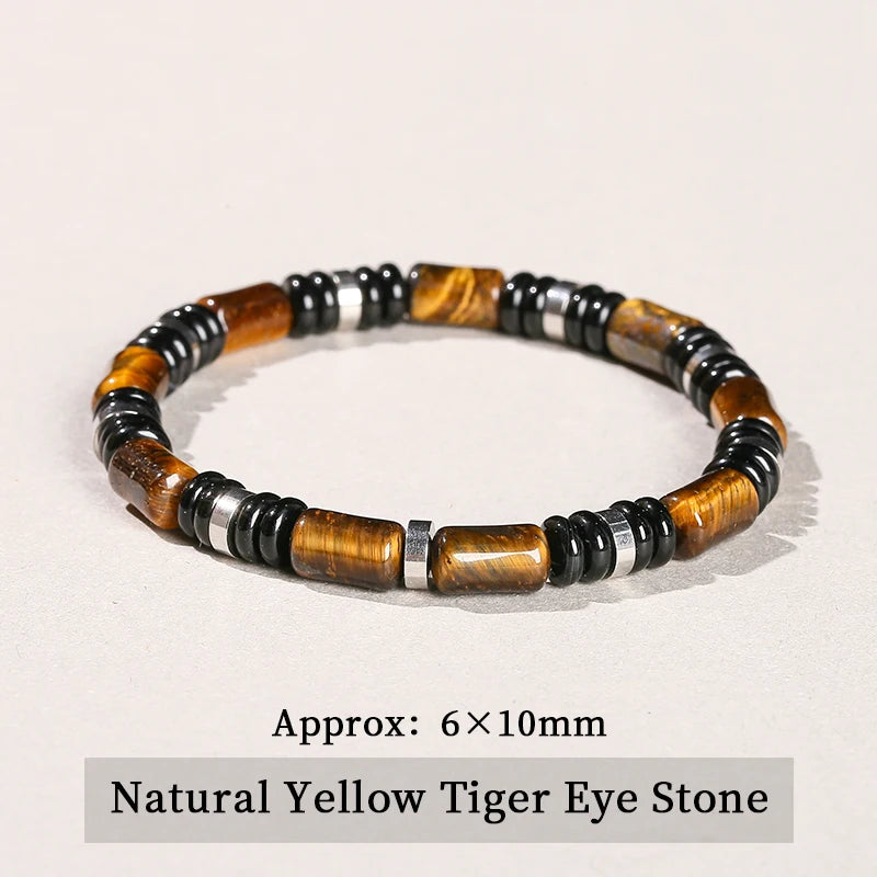Triple protection elastic bracelet – tiger's eye, onyx and hematite