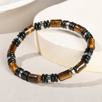 Triple protection elastic bracelet – tiger's eye, onyx and hematite