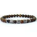 Buddhist protection bracelet in tiger's eye beads with engraved mantras
