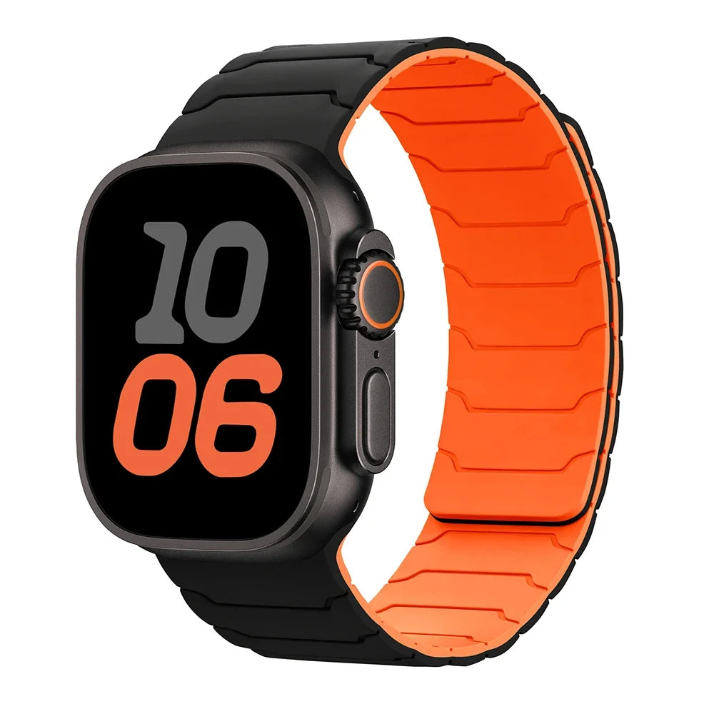 Pulsera de reemplazo magnética para Apple Watch negro naranja
