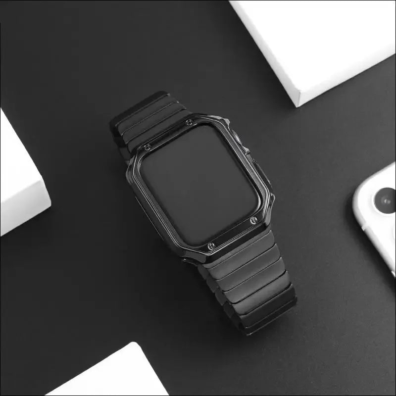Pulsera de repuesto de acero inoxidable para Apple Watch negra