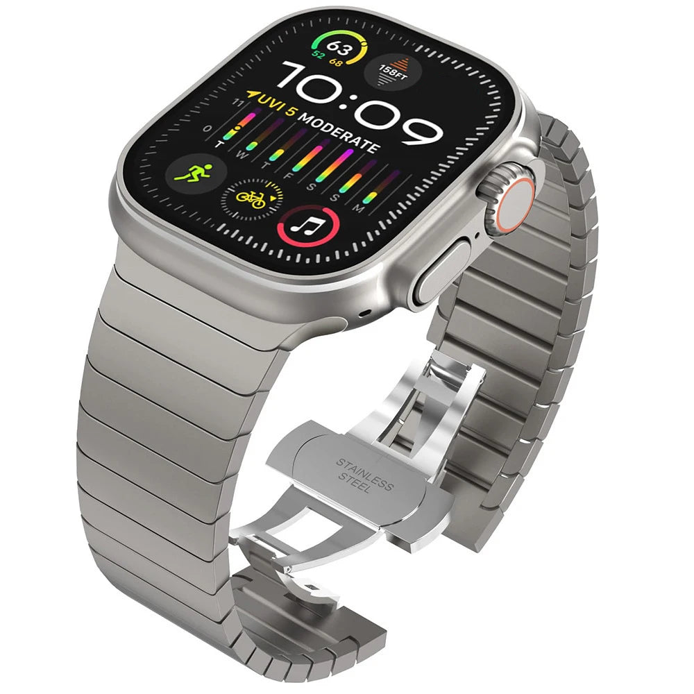 Pulsera de repuesto de acero inoxidable para Apple Watch plateada