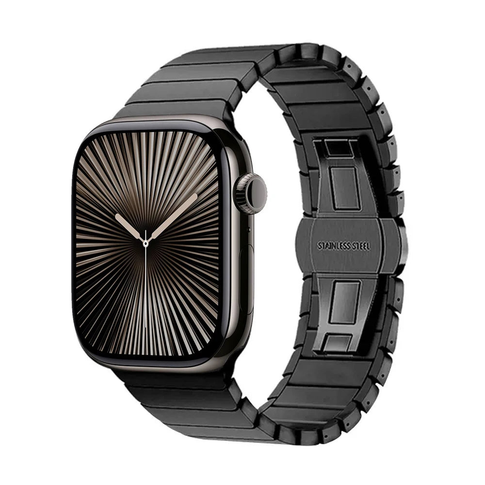 Pulsera de repuesto de acero inoxidable para Apple Watch negra