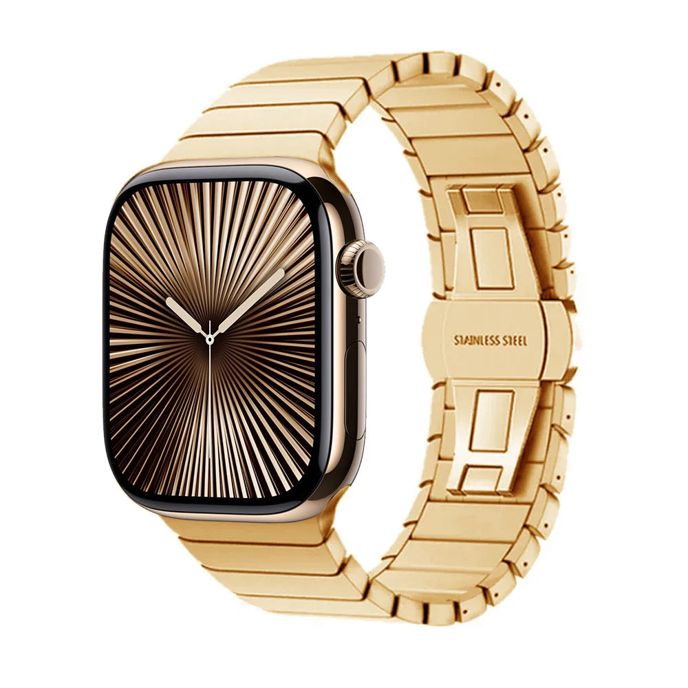 Pulsera de repuesto de acero inoxidable para Apple Watch oro