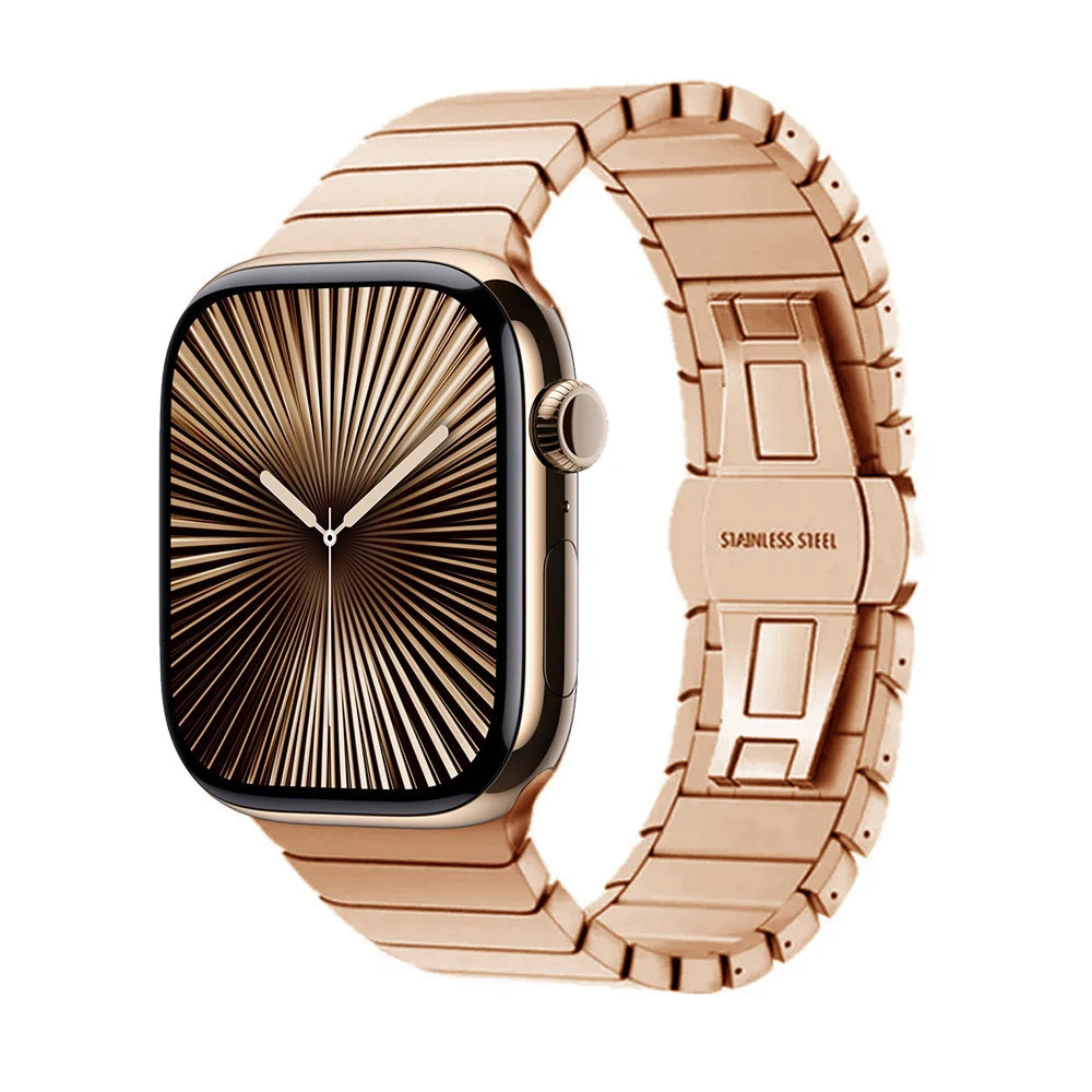 Pulsera de repuesto de acero inoxidable para Apple Watch oro rosa