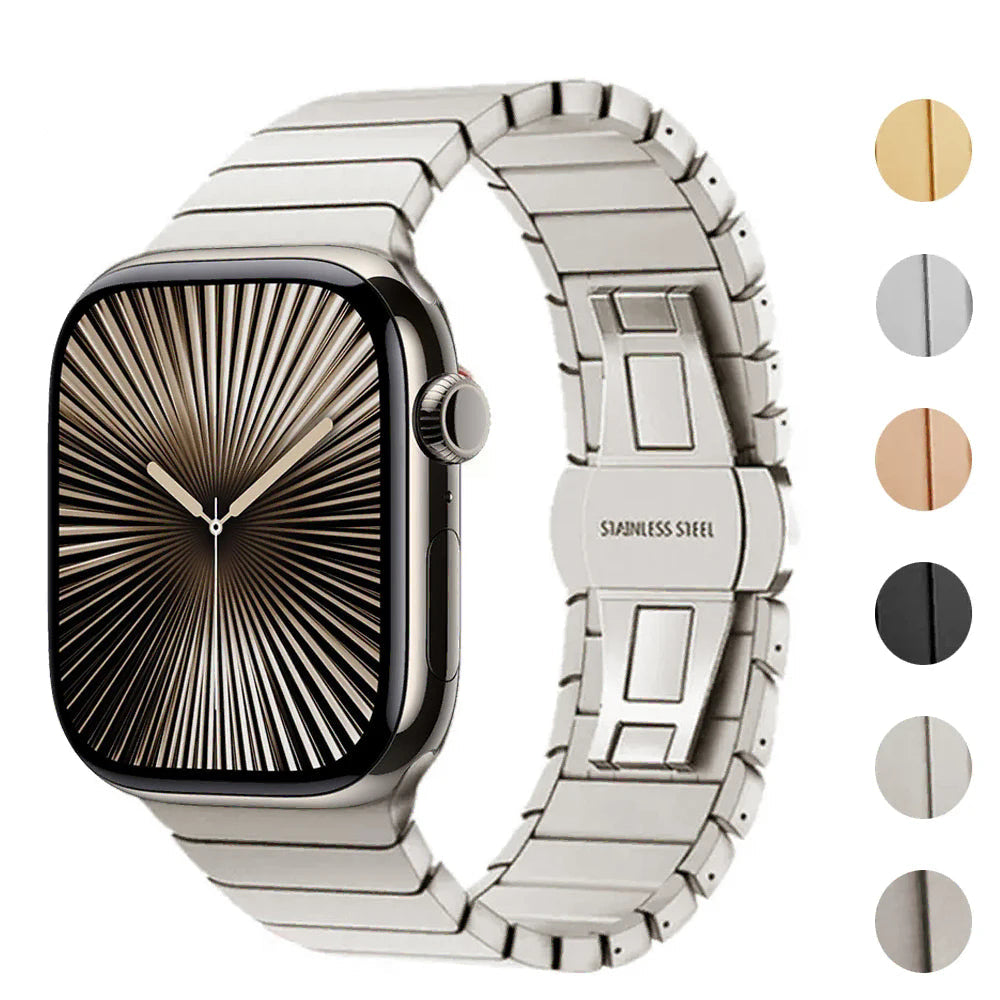 Pulsera de repuesto de acero inoxidable para Apple Watch plateada