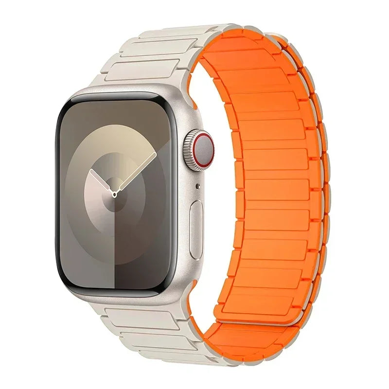 Correa magnética de repuesto para Apple Watch beige naranja