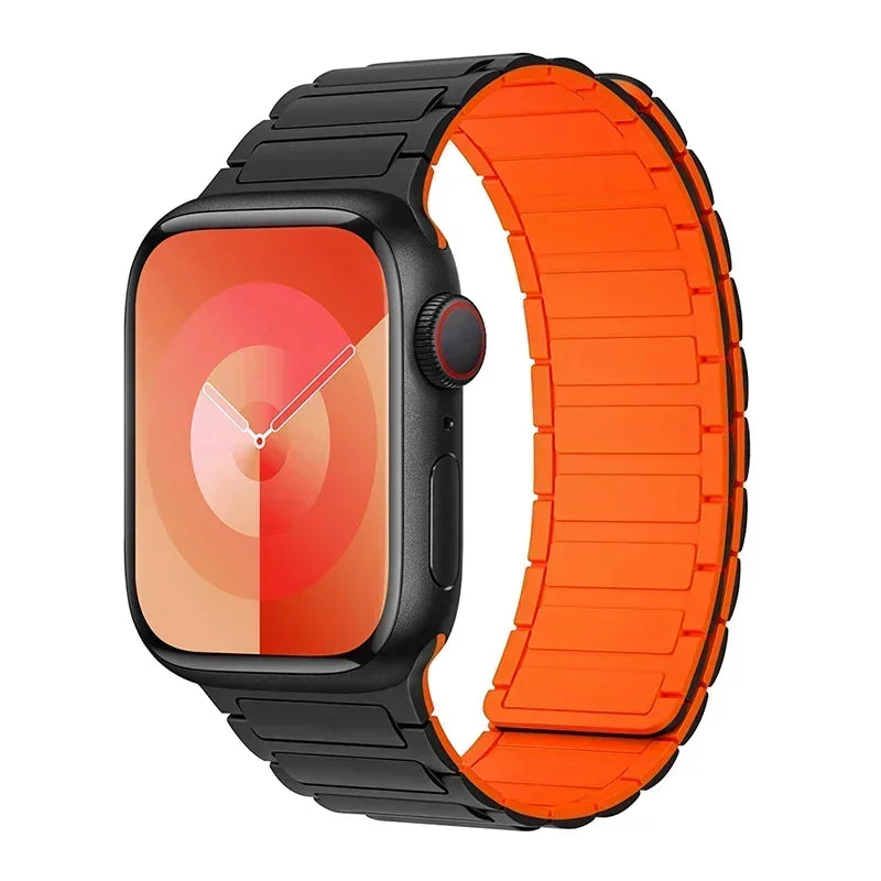 Correa magnética de repuesto para Apple Watch negro naranja