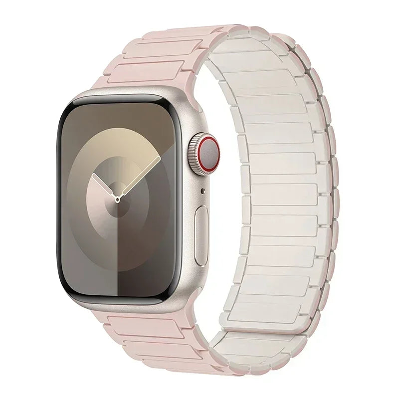 Correa magnética de repuesto para Apple Watch rosa y blanco