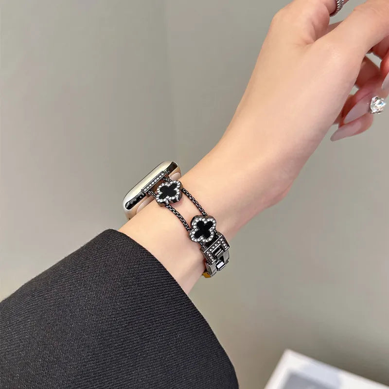 Correa de repuesto para Apple Watch - diseño trébol negro