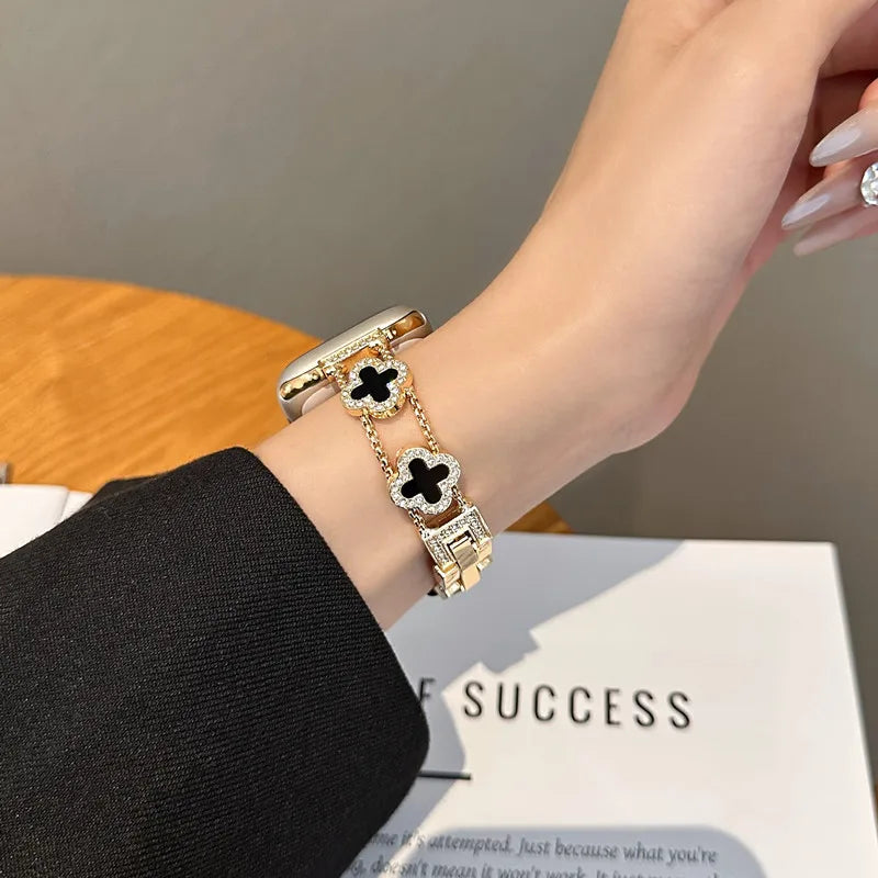 Correa de repuesto para Apple Watch - diseño trébol oro