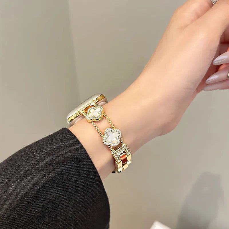 Correa de repuesto para Apple Watch - diseño trébol oro