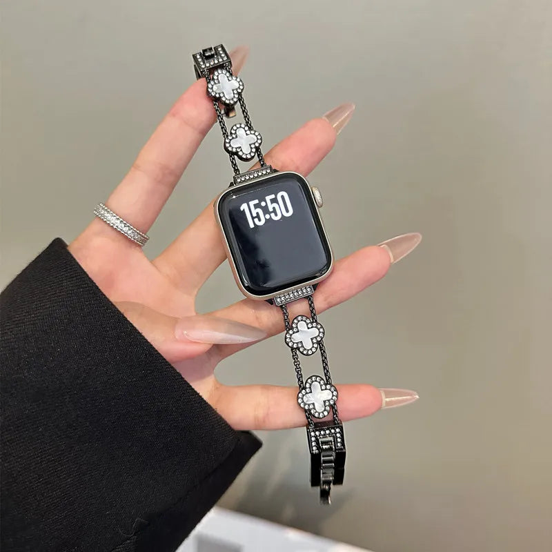 Correa de repuesto para Apple Watch - diseño trébol negro