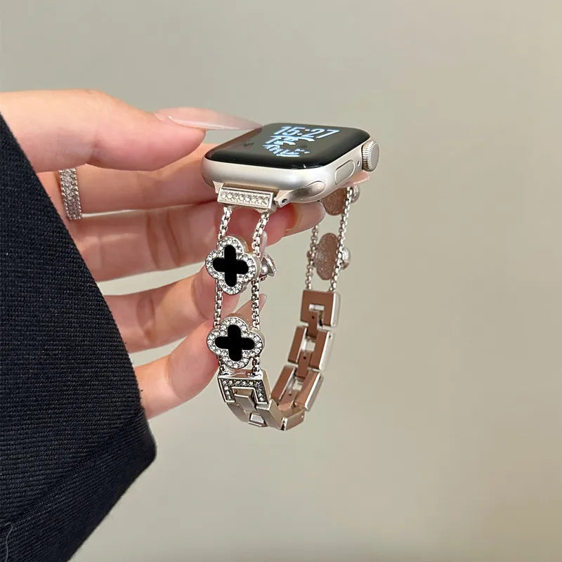 Correa de repuesto para Apple Watch - diseño trébol plata