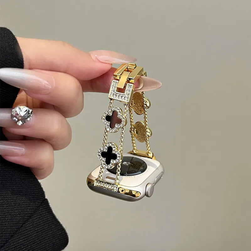 Correa de repuesto para Apple Watch - diseño trébol oro