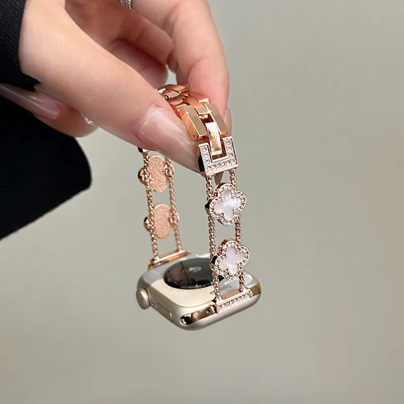 Correa de repuesto para Apple Watch - diseño trébol oro rosa