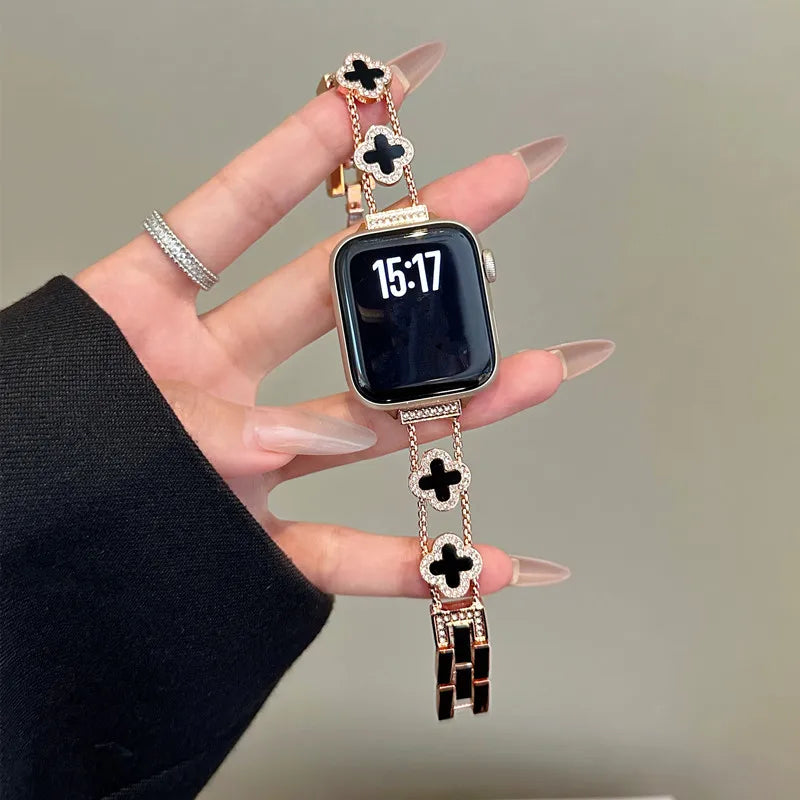 Correa de repuesto para Apple Watch - diseño trébol oro rosa