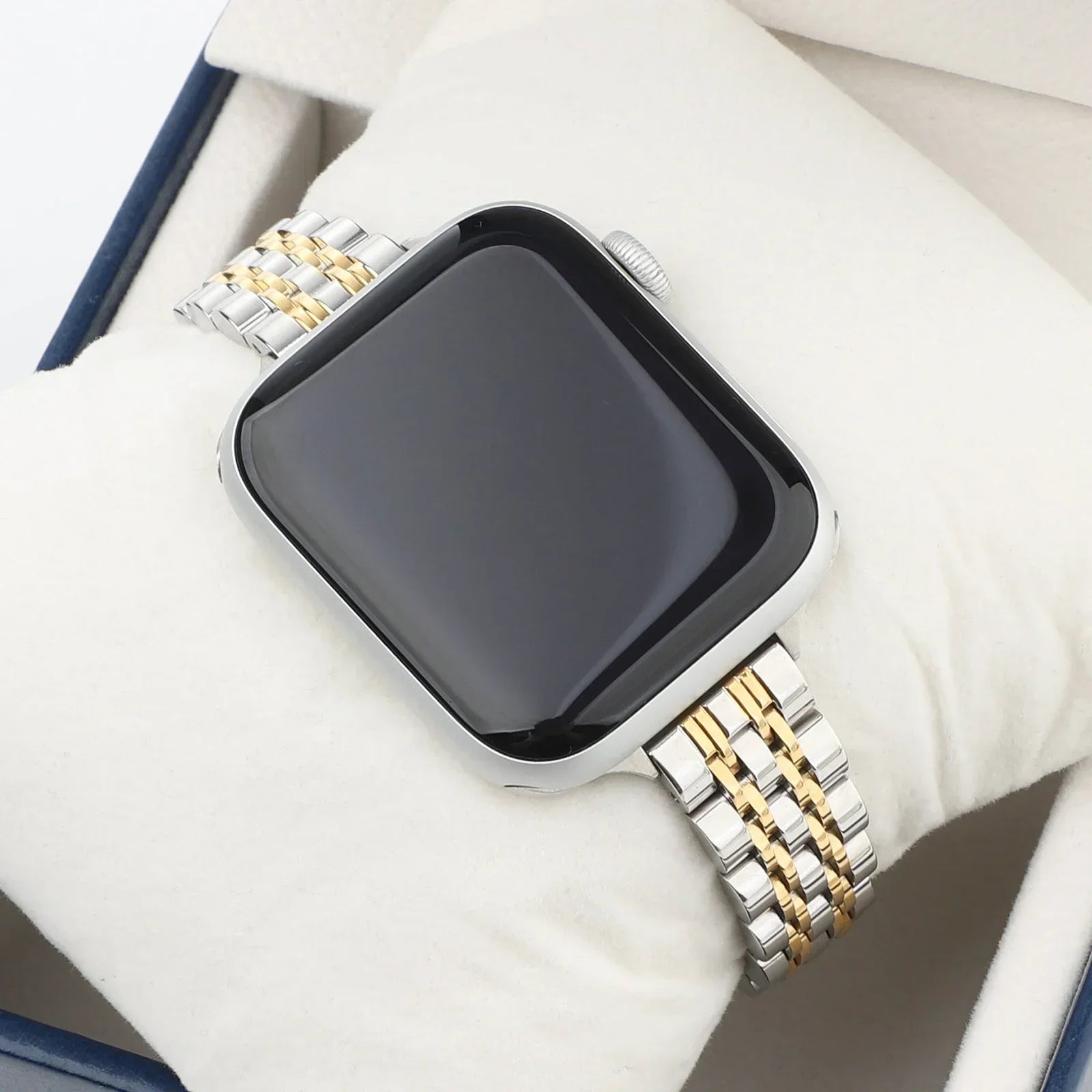 Pulsera de repuesto para Apple Watch en acero inoxidable plateado y dorado