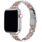 Pulsera de repuesto para Apple Watch en acero inoxidable plateado y oro rosa