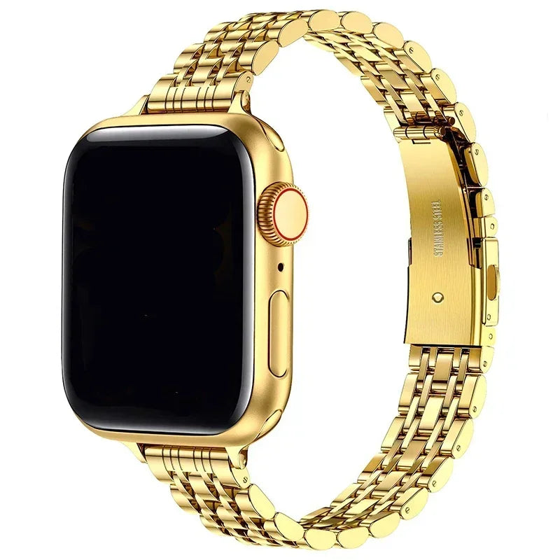 Pulsera de repuesto para Apple Watch en acero inoxidable dorado