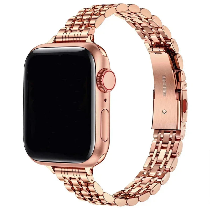 Pulsera de repuesto para Apple Watch en acero inoxidable oro rosa