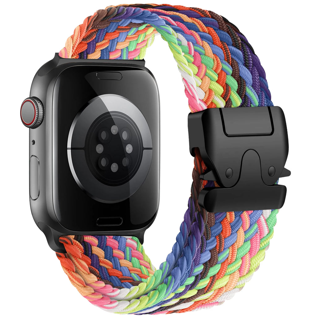 Correa de repuesto para Apple Watch en cuerda de paracaídas arcoíris