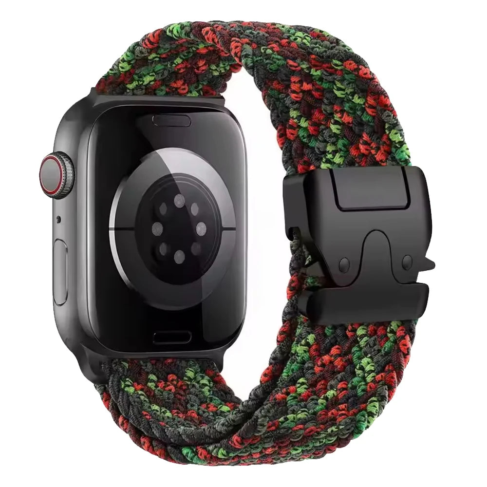 Correa de repuesto para Apple Watch en cuerda de paracaídas roja y verde