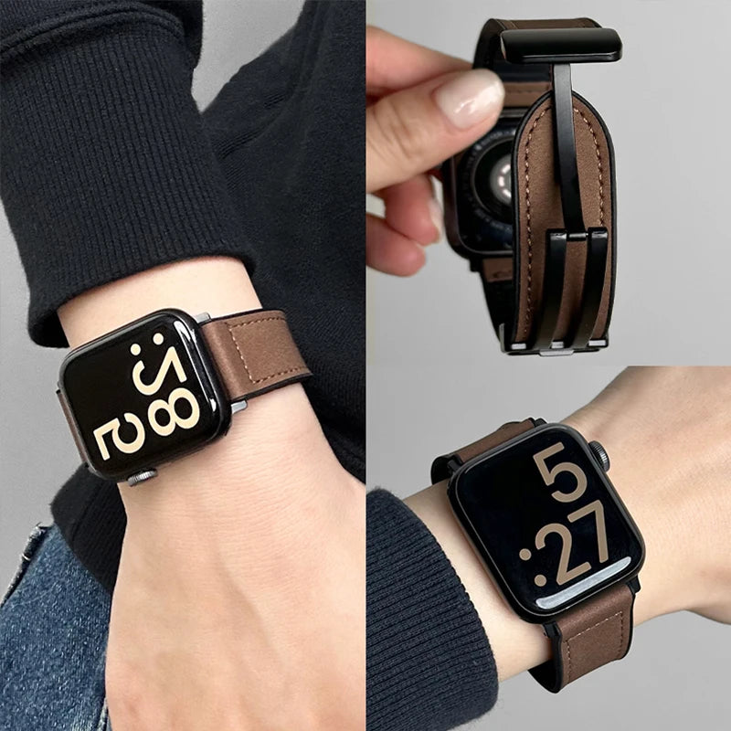 Correa de repuesto para Apple Watch en cuero marrón