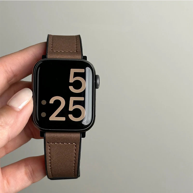 Correa de repuesto para Apple Watch en cuero marrón