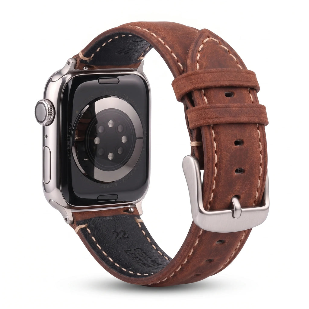 Correa de repuesto para Apple Watch en cuero clásico marrón claro