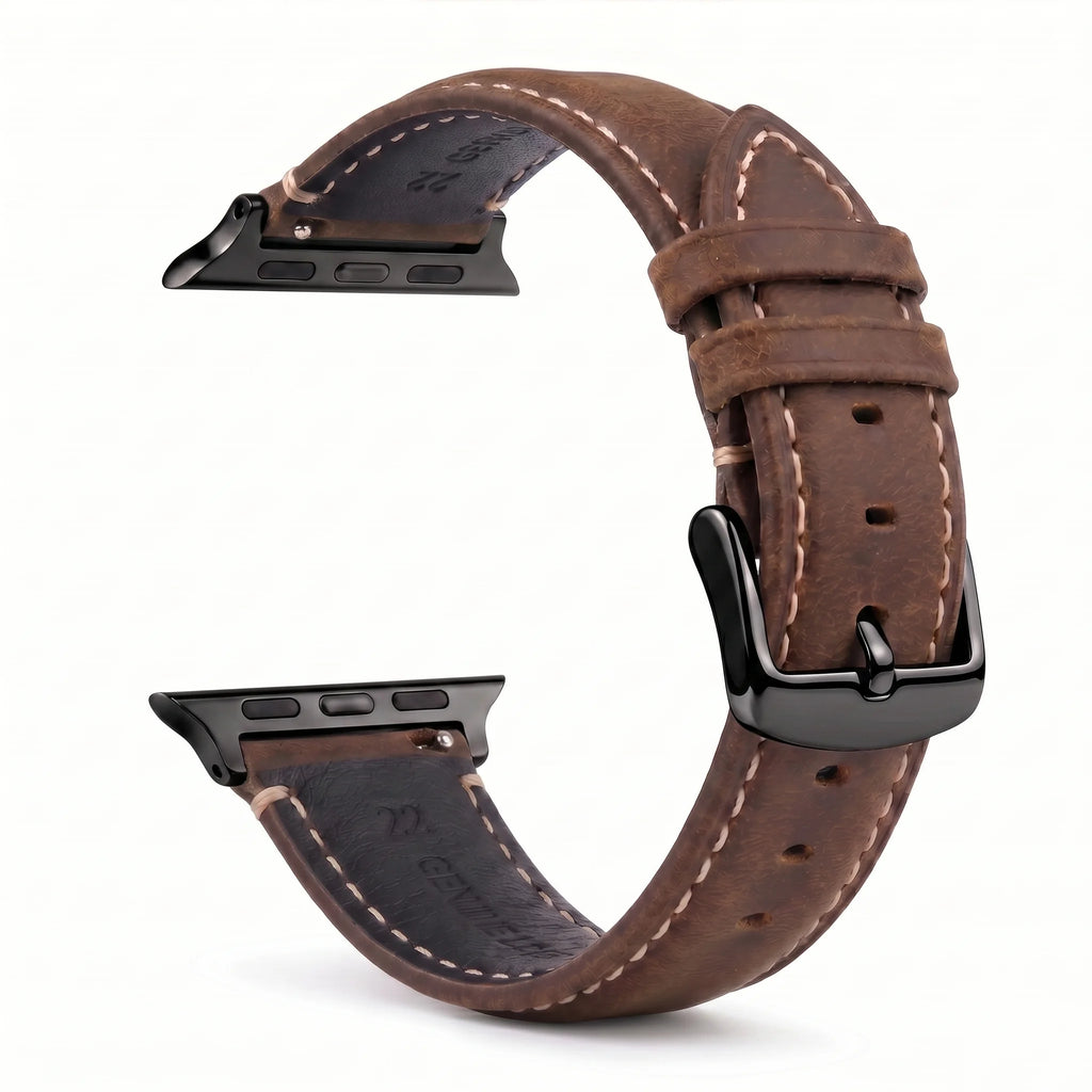 Correa de repuesto para Apple Watch en cuero clásico marrón negro