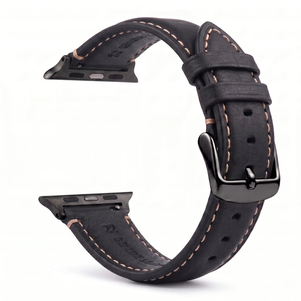 Correa de repuesto para Apple Watch en cuero clásico negro