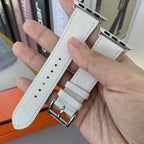 Correa de repuesto para Apple Watch de cuero para mujer y hombre blanco