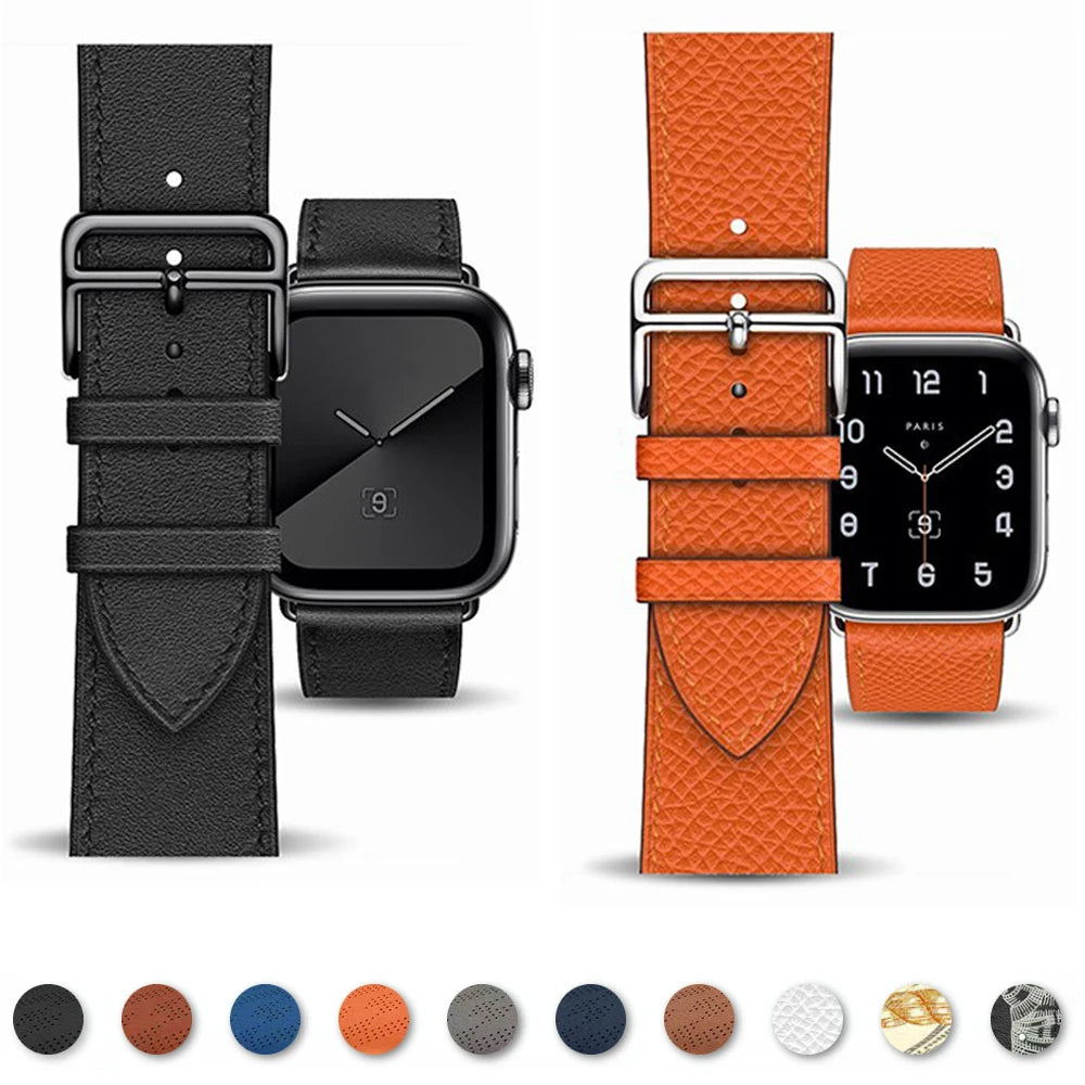 Correa de repuesto para Apple Watch de cuero para mujer y hombre