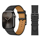 Correa de repuesto para Apple Watch de cuero para mujer y hombre negro