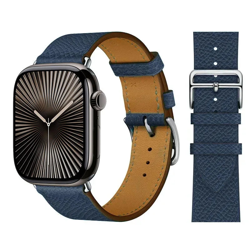 Correa de repuesto para Apple Watch de cuero para mujer y hombre azul